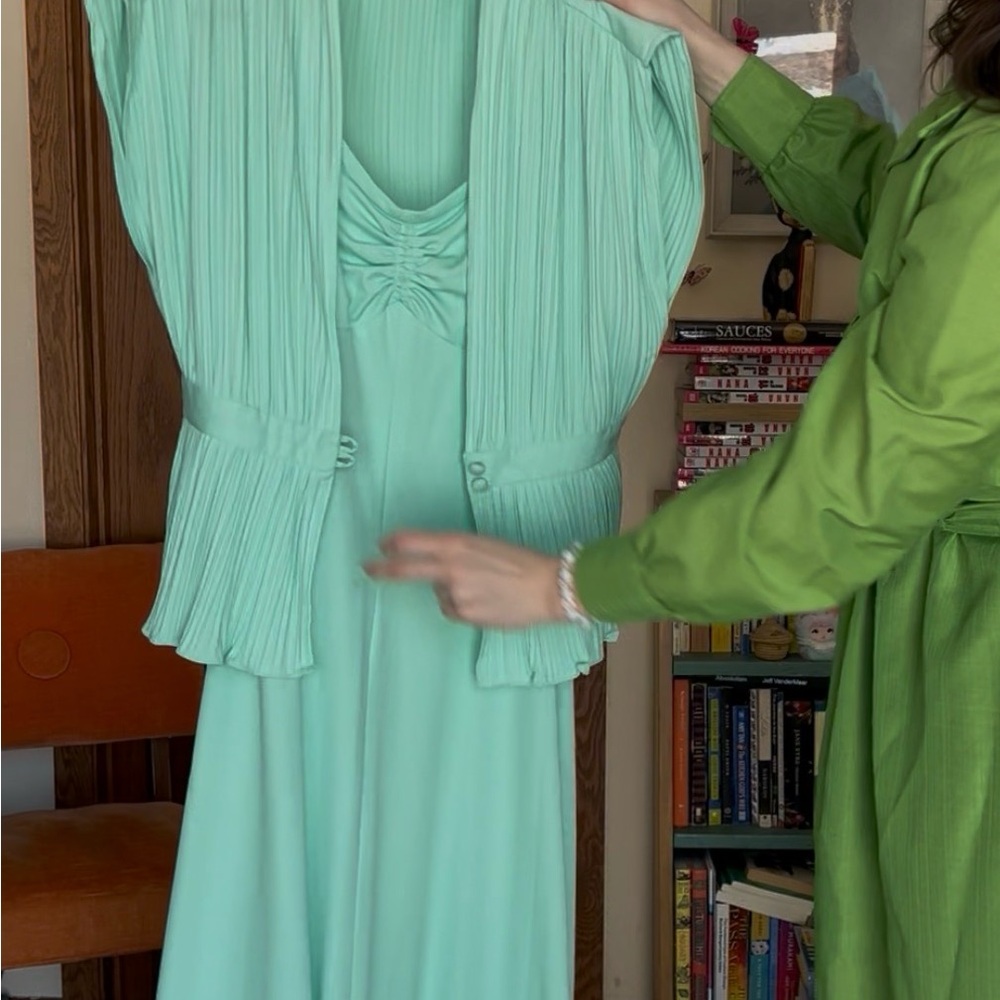 Mint Green Maxi Dress with Shrug
